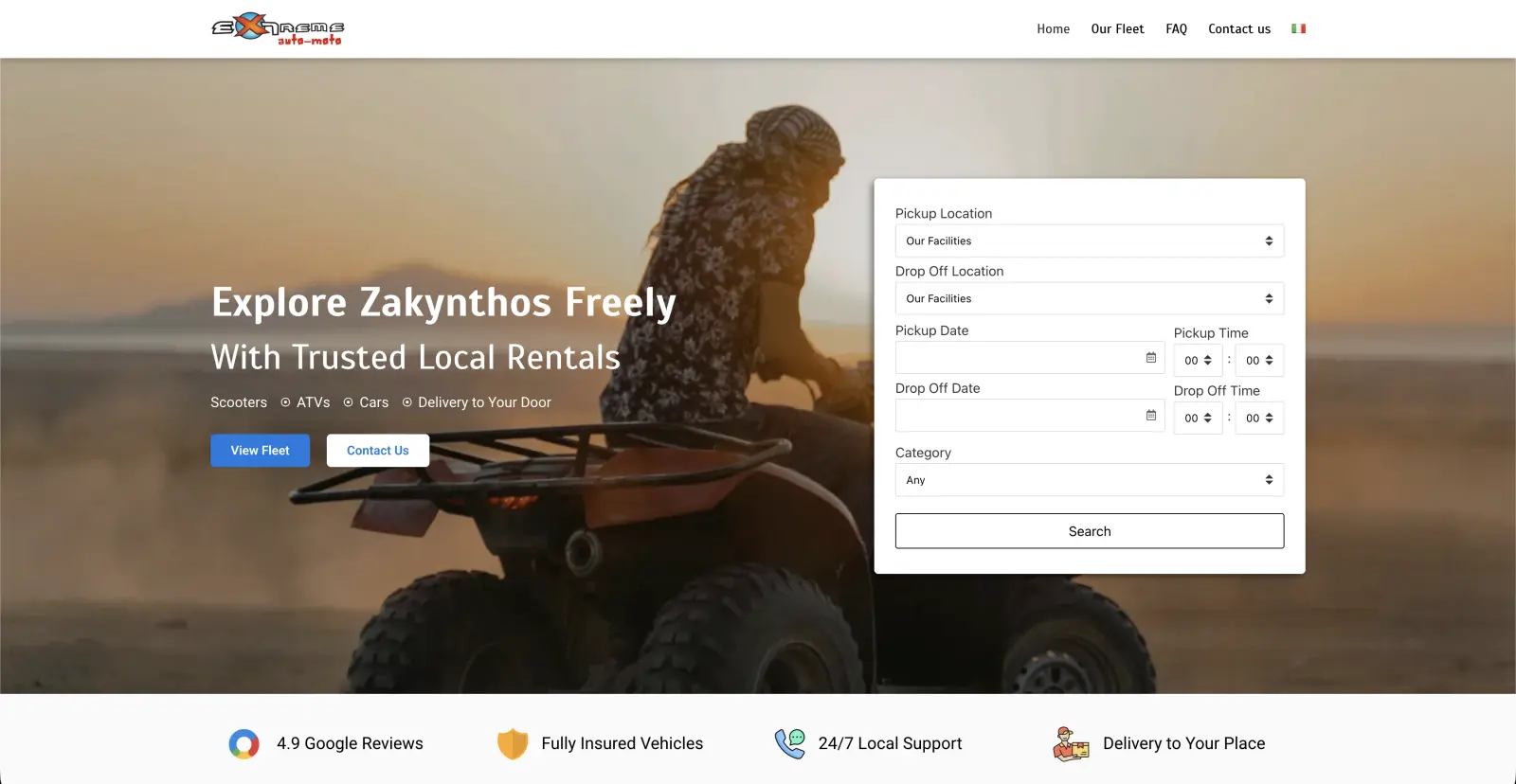 Extreme Rentals — Ιστοσελίδα Ενοικιάσεων Οχημάτων με Online Κρατήσεις